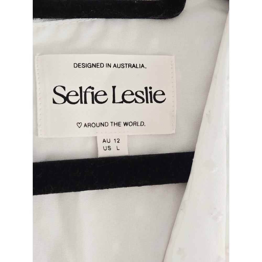 Selfie Leslie Hand In Mine Indie Mini Dress L Boho Ruffle Sleeve White Mint Casu - Picture 4 of 13